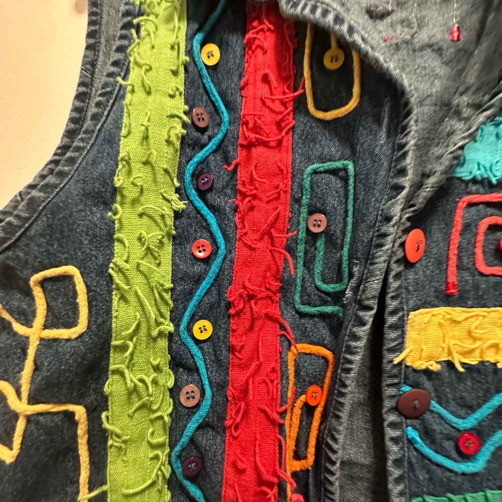 Vibrant Multicolor Denim Vest - Picture 9 of 9
